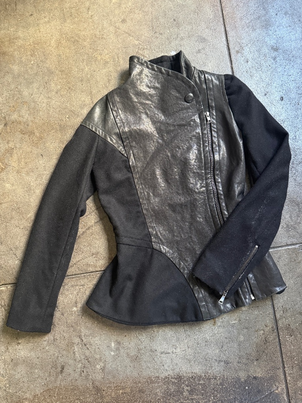 Vintage 2000's Asymmetrical Anglomania Leather and Wool jacket